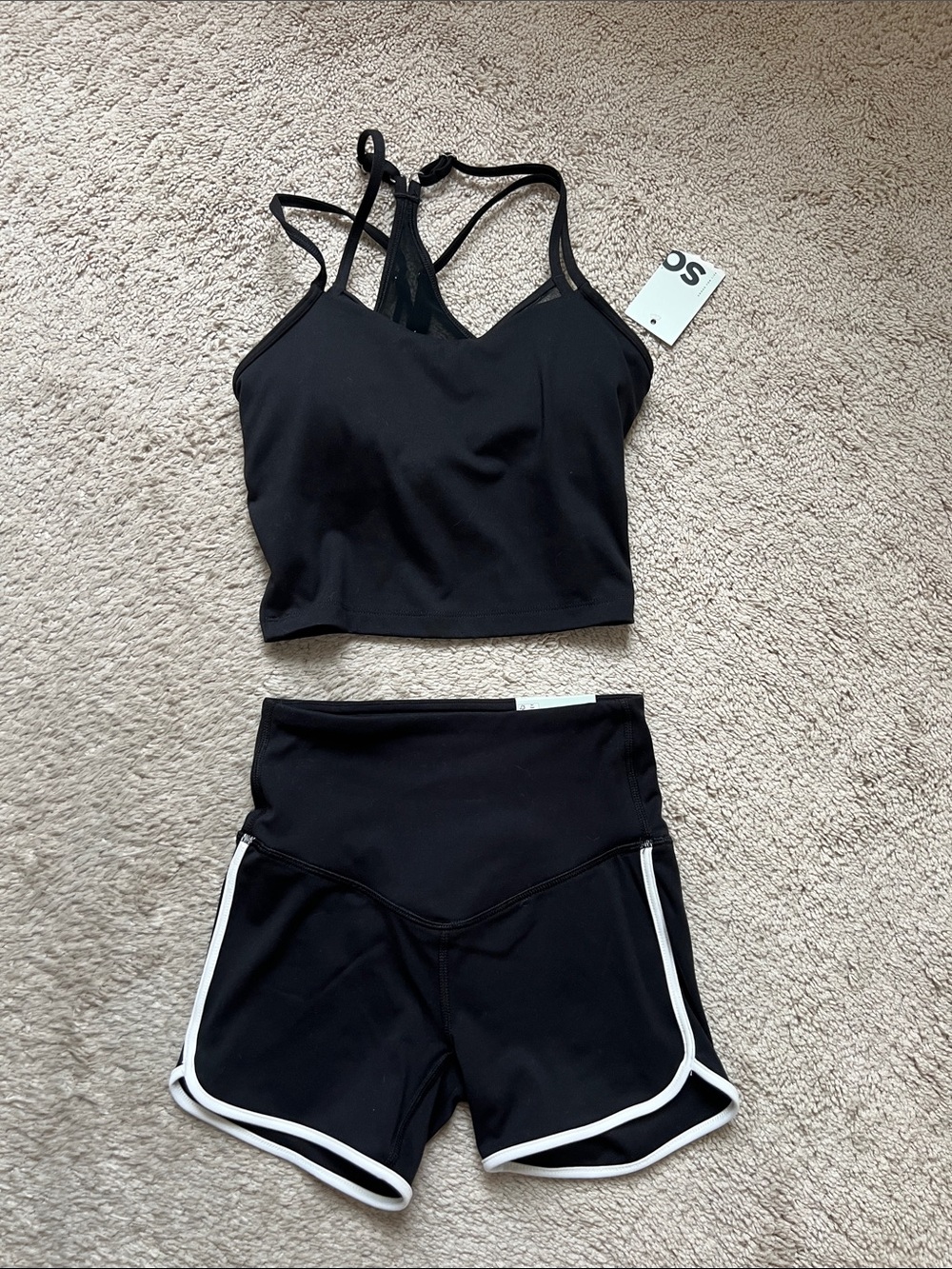Black Strappy Crop Tank & Shorts Set